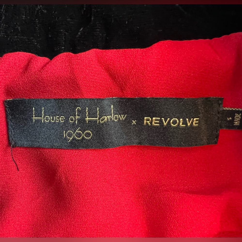 House of Harlow 1960 Revolve Red Floral Velvet Wrap Dress Holiday Party Wedding - Picture 4 of 16